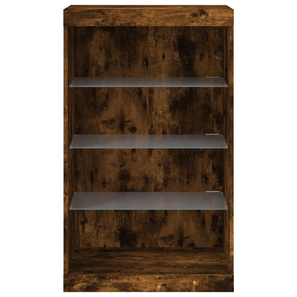 vidaXL Sideboard with LED Lights Smoked Oak 60,5x37x100 cm