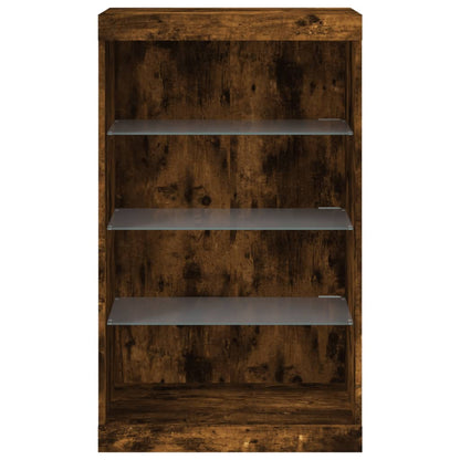vidaXL Sideboard with LED Lights Smoked Oak 60,5x37x100 cm