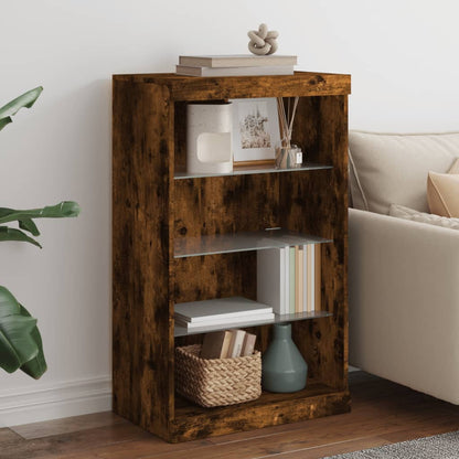 vidaXL Sideboard with LED Lights Smoked Oak 60,5x37x100 cm