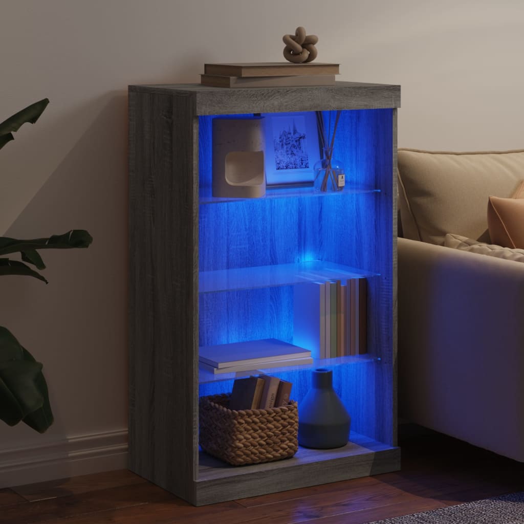 vidaXL Sideboard with LED Lights Grey Sonoma 60,5x37x100 cm