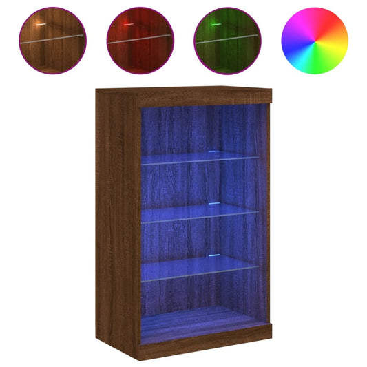 vidaXL Sideboard with LED Lights Brown Oak 60,5x37x100 cm