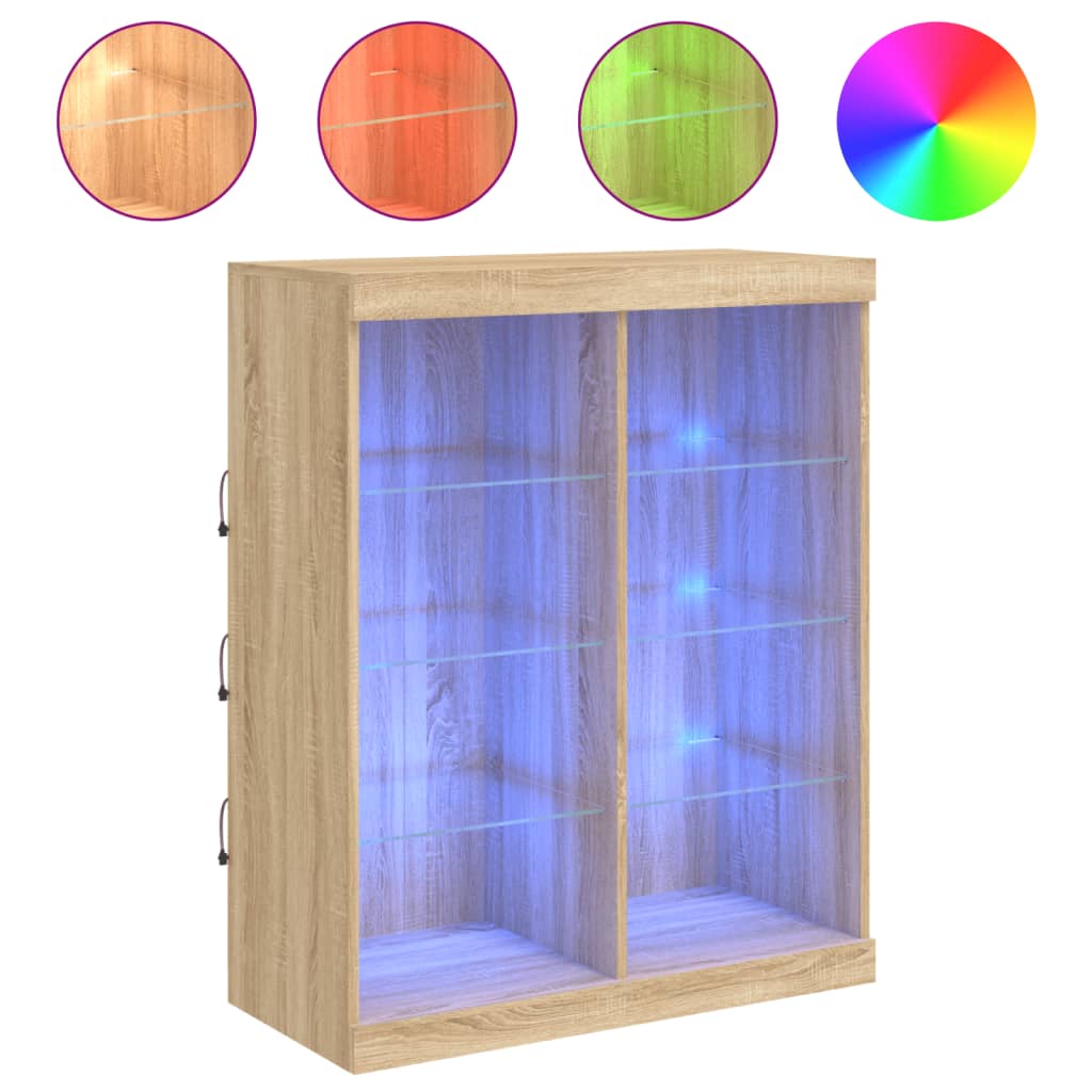 vidaXL Sideboard with LED Lights Sonoma Oak 81x37x100 cm