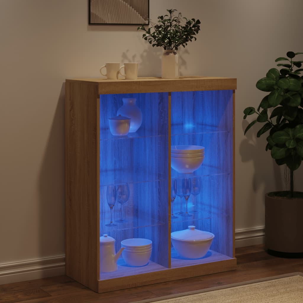 vidaXL Sideboard with LED Lights Sonoma Oak 81x37x100 cm
