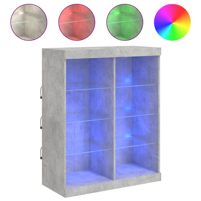 vidaXL Sideboard with LED Lights Concrete Grey 81x37x100 cm