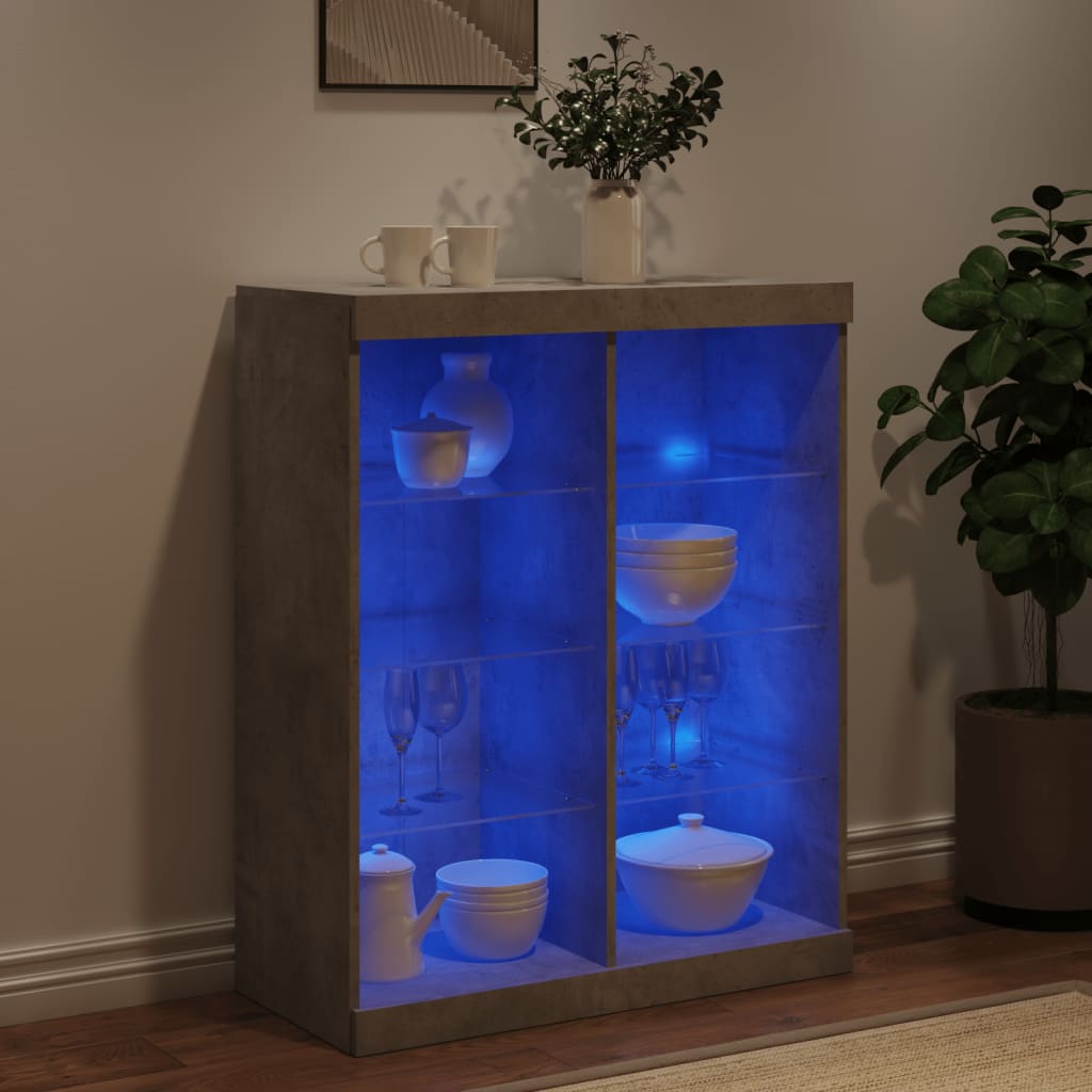vidaXL Sideboard with LED Lights Concrete Grey 81x37x100 cm