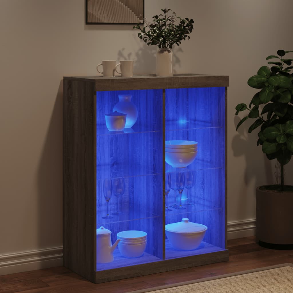 vidaXL Sideboard with LED Lights Grey Sonoma 81x37x100 cm