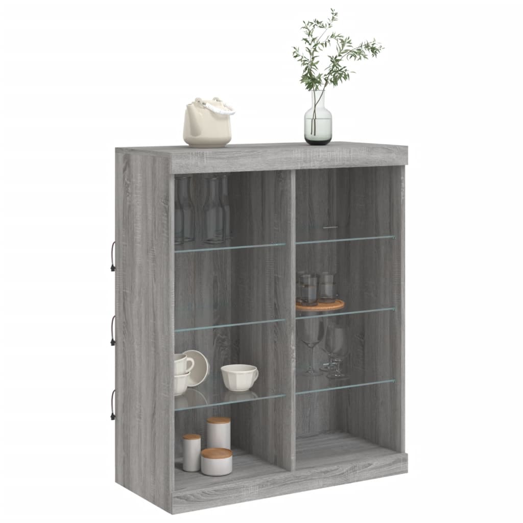 vidaXL Sideboard with LED Lights Grey Sonoma 81x37x100 cm