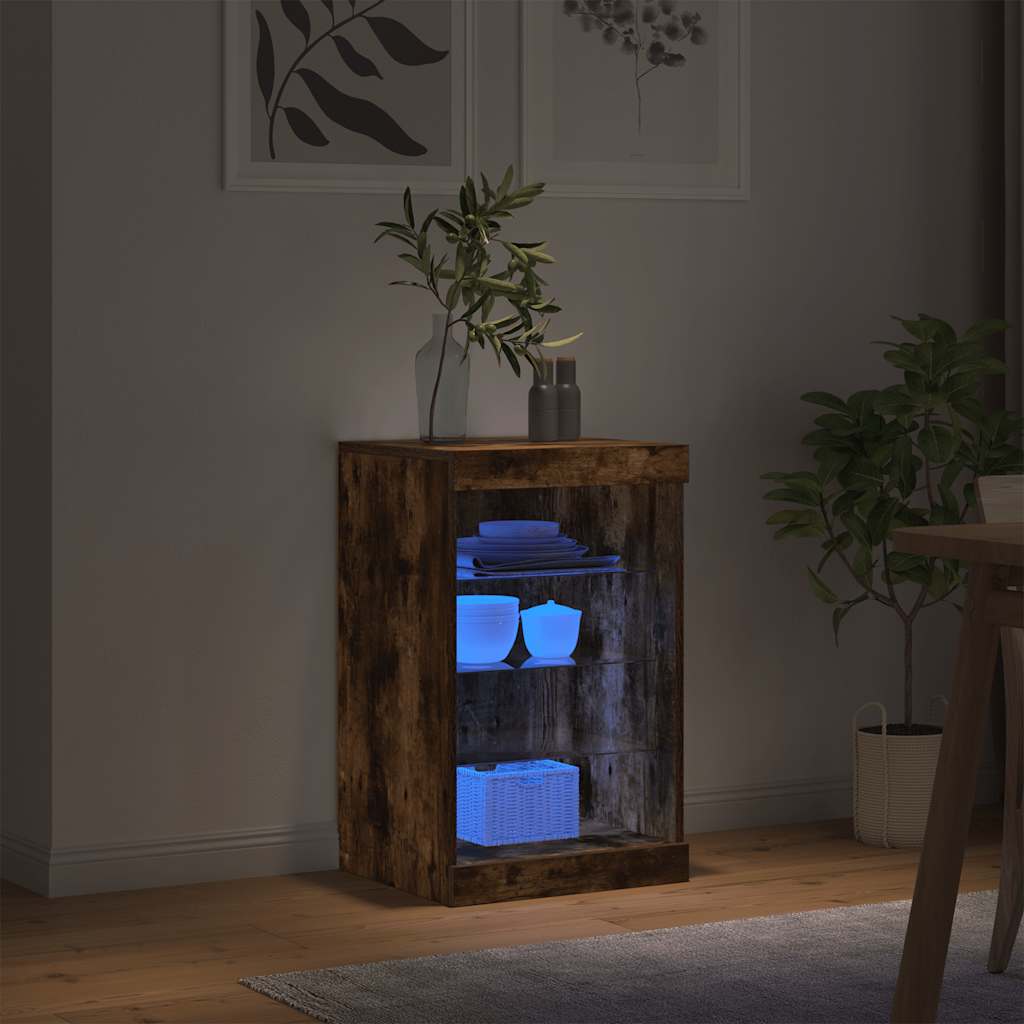 vidaXL Sideboard with LED Lights Smoked Oak 41x37x67 cm