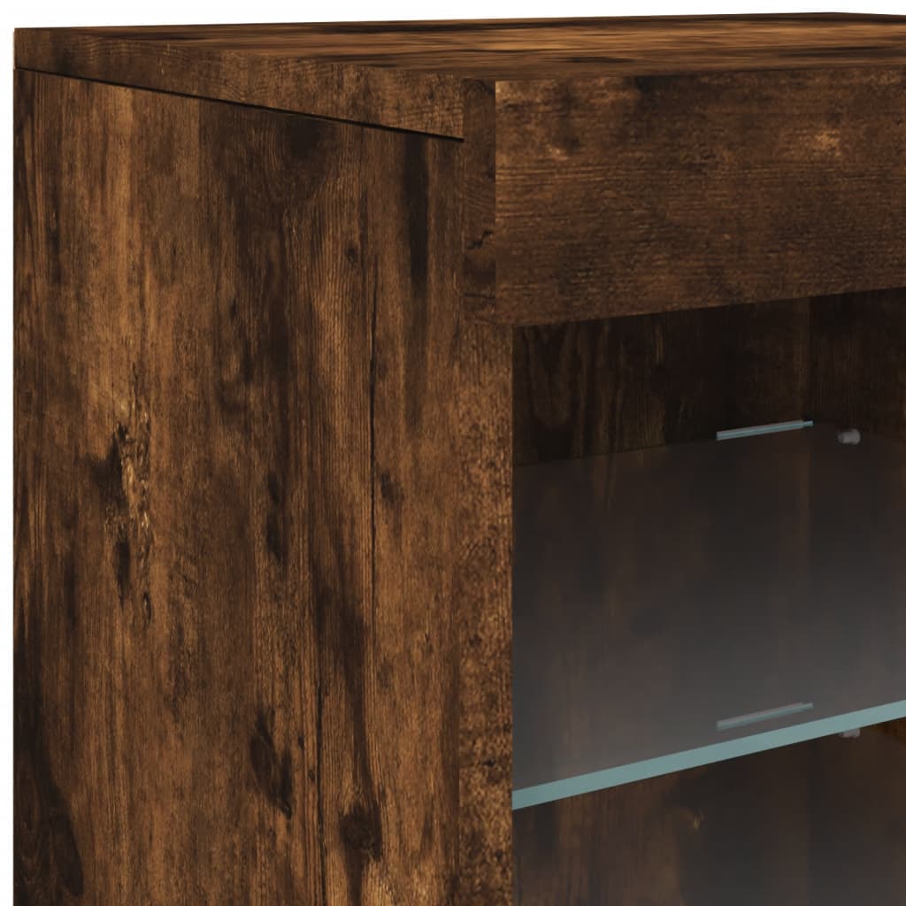 vidaXL Sideboard with LED Lights Smoked Oak 41x37x67 cm