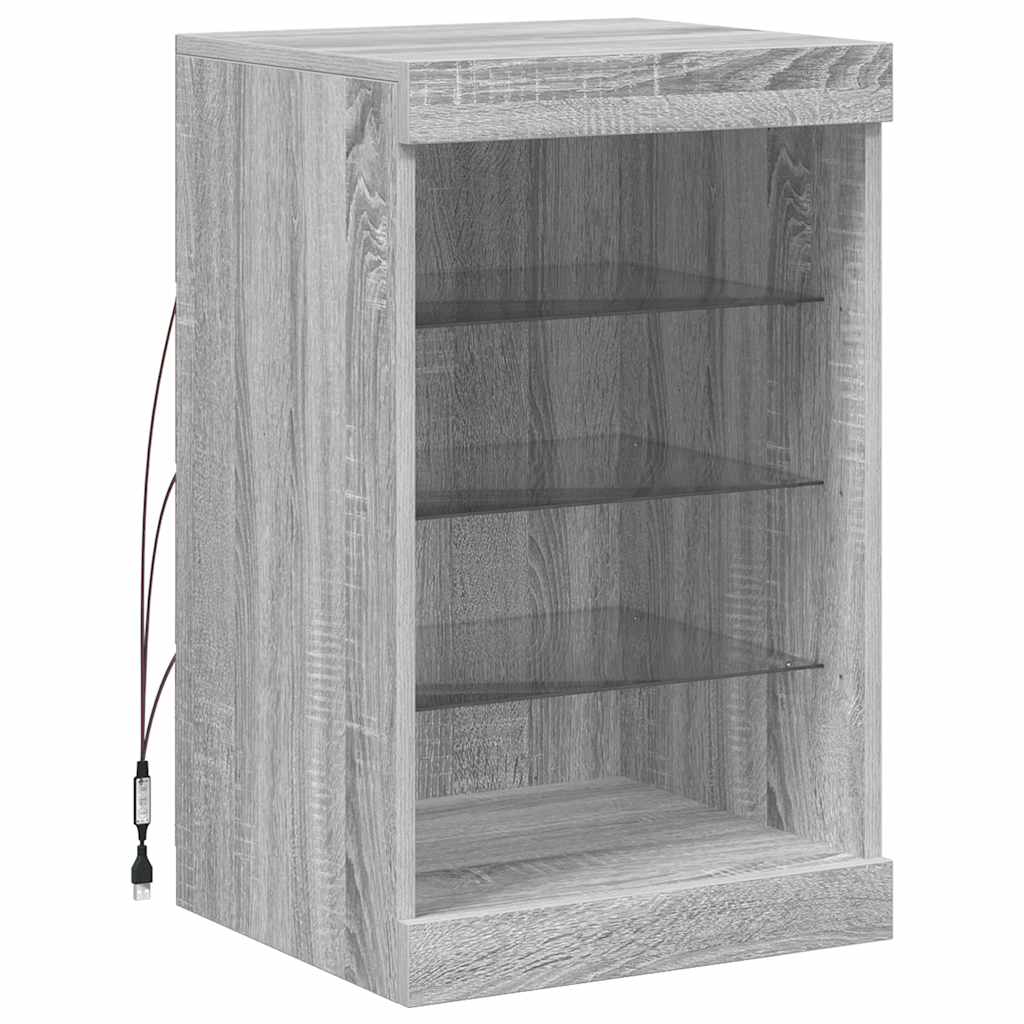 vidaXL Sideboard with LED Lights Grey Sonoma 41x37x67 cm