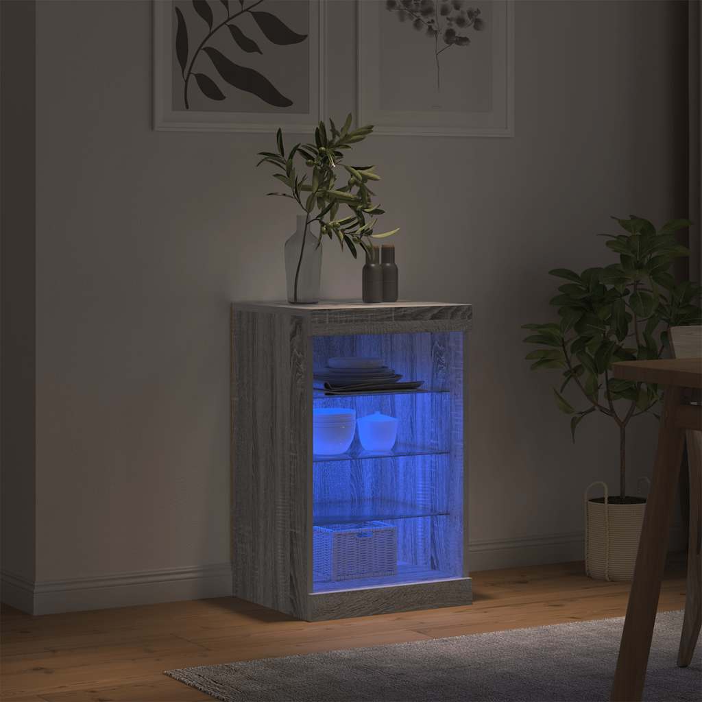 vidaXL Sideboard with LED Lights Grey Sonoma 41x37x67 cm