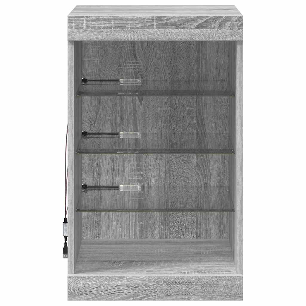vidaXL Sideboard with LED Lights Grey Sonoma 41x37x67 cm