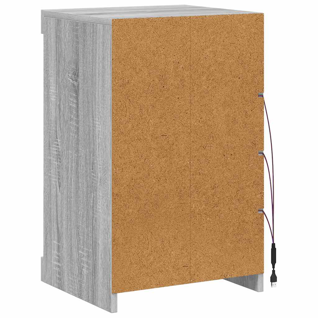 vidaXL Sideboard with LED Lights Grey Sonoma 41x37x67 cm
