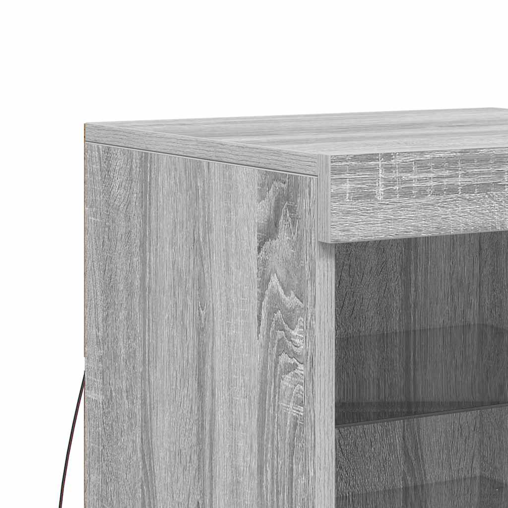 vidaXL Sideboard with LED Lights Grey Sonoma 41x37x67 cm