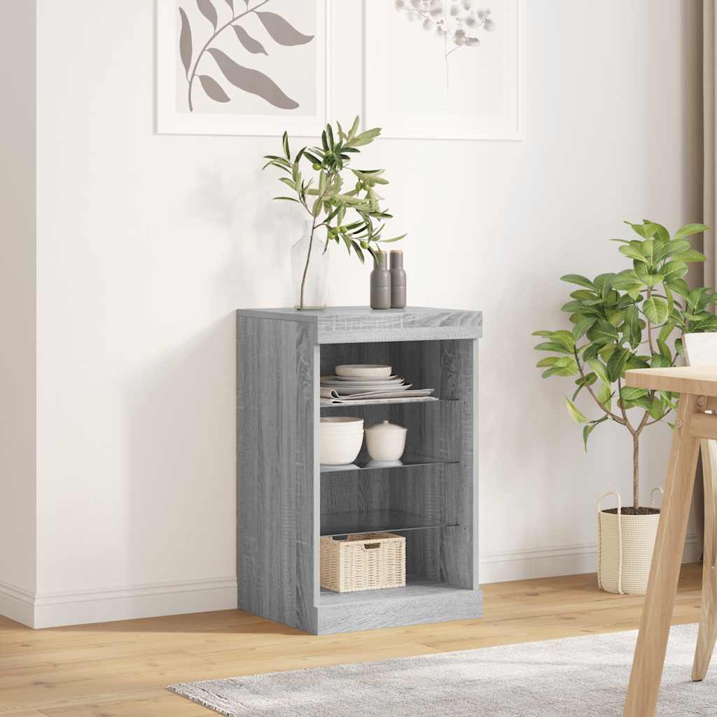 vidaXL Sideboard with LED Lights Grey Sonoma 41x37x67 cm