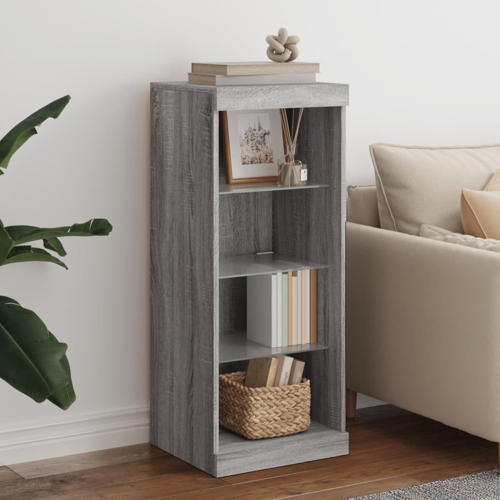 vidaXL Sideboard with LED Lights Grey Sonoma 41x37x100 cm