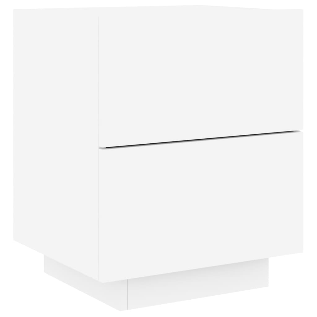 vidaXL Bedside Cabinet with LED Lights White Engineered Wood