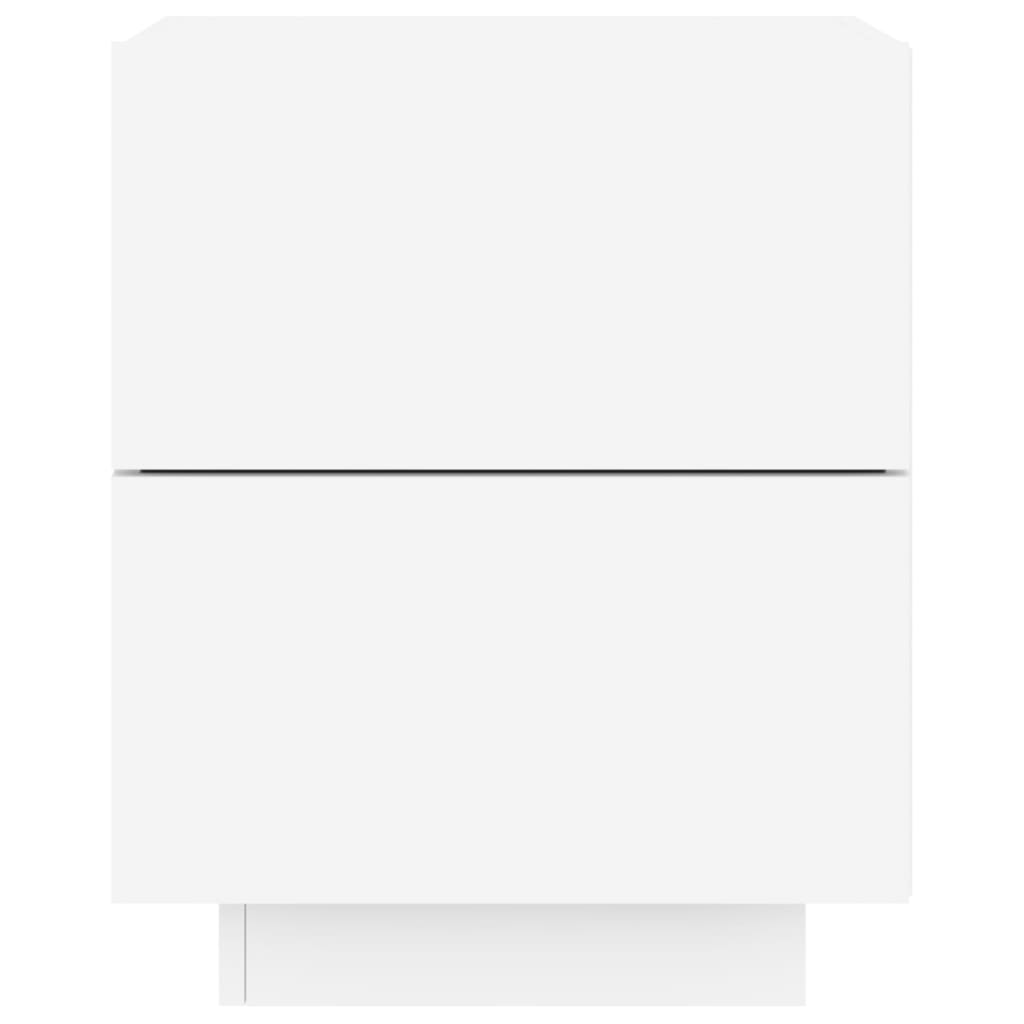 vidaXL Bedside Cabinet with LED Lights White Engineered Wood