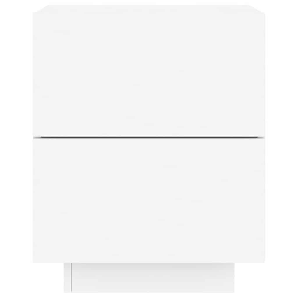 vidaXL Bedside Cabinet with LED Lights White Engineered Wood
