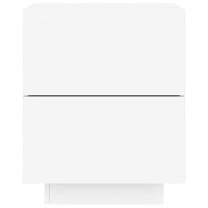 vidaXL Bedside Cabinet with LED Lights White Engineered Wood