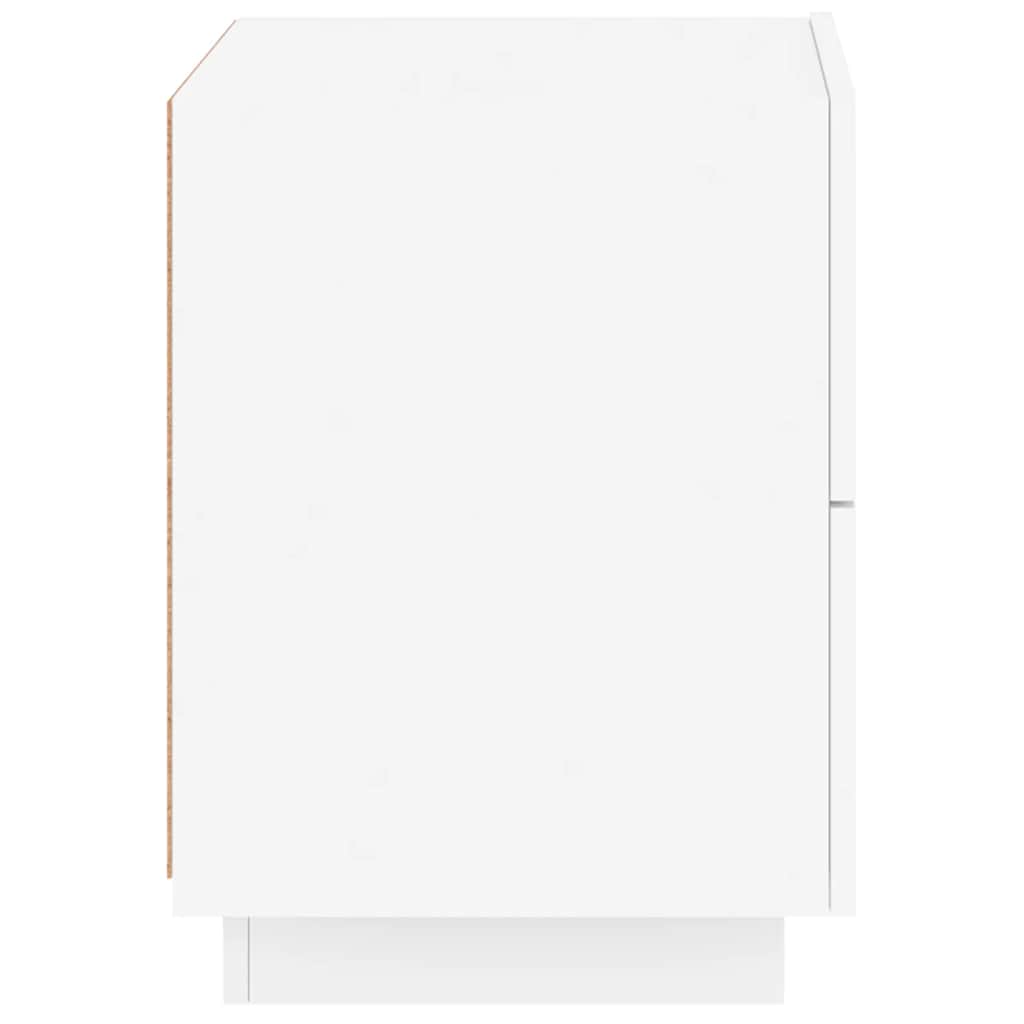 vidaXL Bedside Cabinet with LED Lights White Engineered Wood