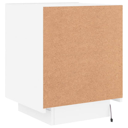 vidaXL Bedside Cabinet with LED Lights White Engineered Wood
