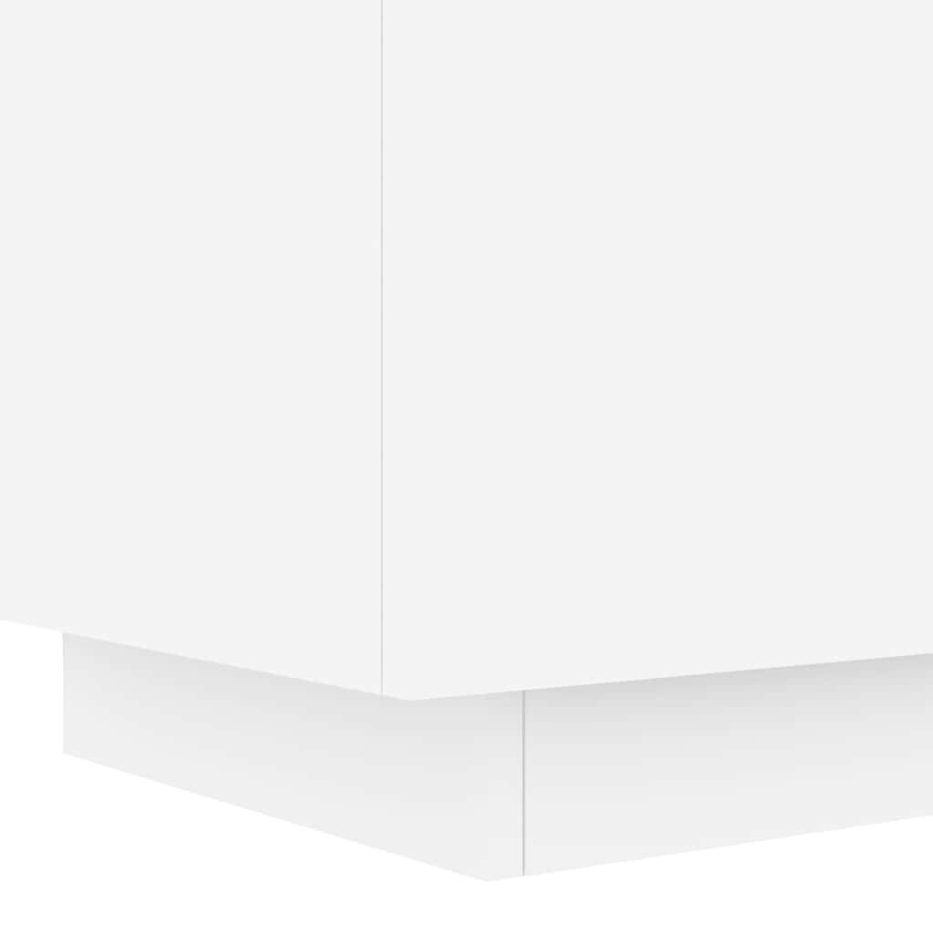 vidaXL Bedside Cabinet with LED Lights White Engineered Wood