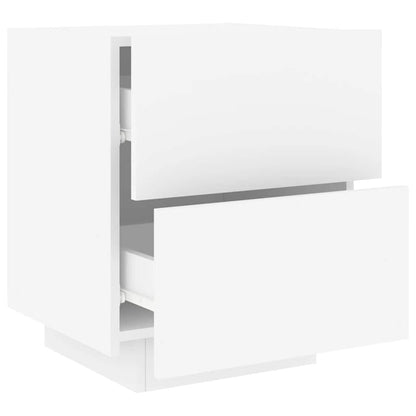 vidaXL Bedside Cabinets with LED Lights 2 pcs White Engineered Wood