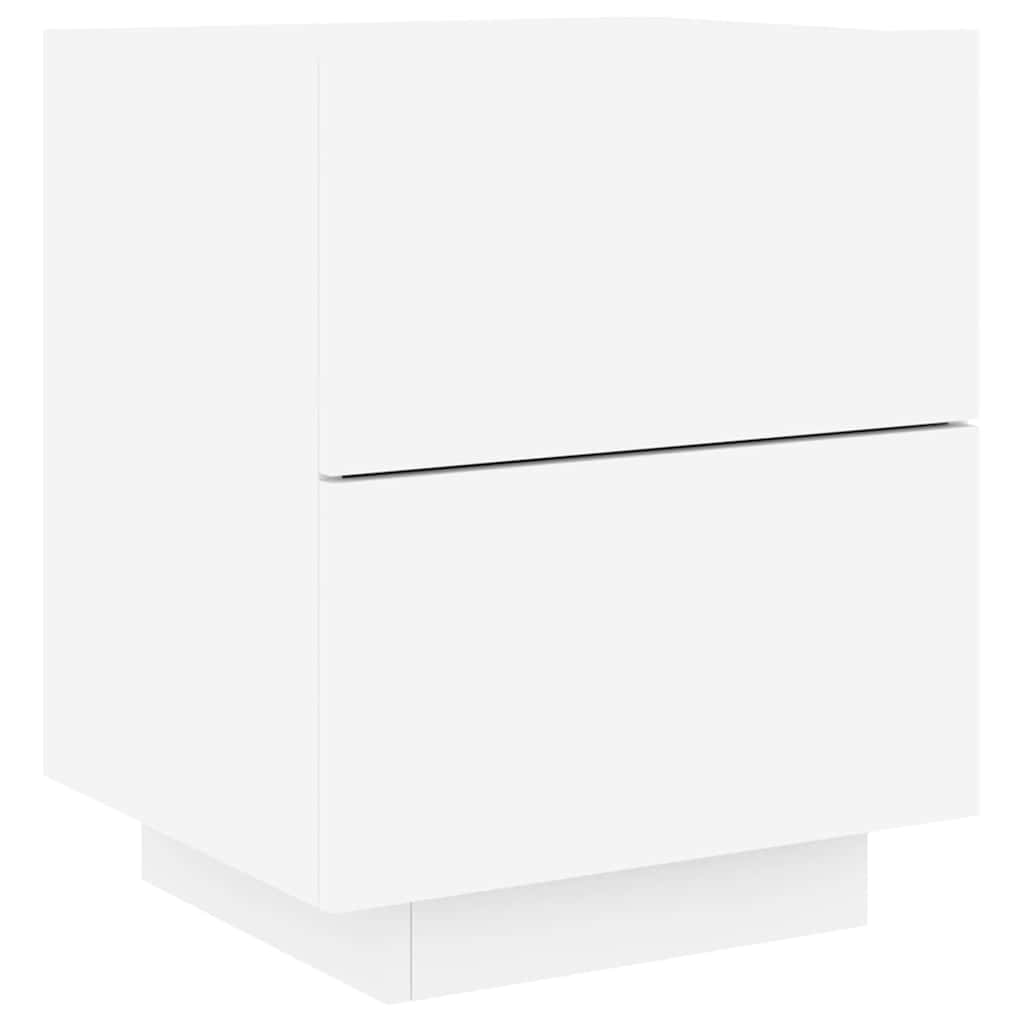 vidaXL Bedside Cabinets with LED Lights 2 pcs White Engineered Wood
