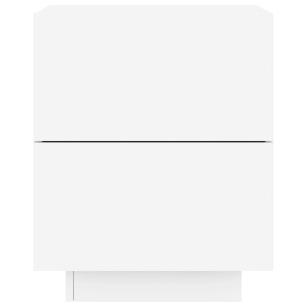 vidaXL Bedside Cabinets with LED Lights 2 pcs White Engineered Wood