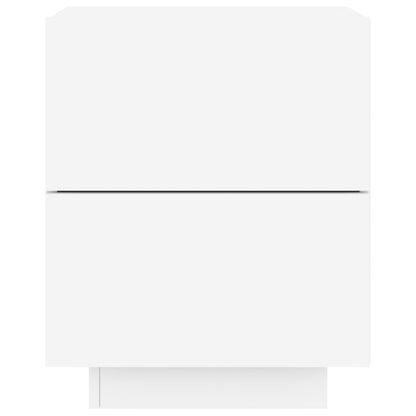 vidaXL Bedside Cabinets with LED Lights 2 pcs White Engineered Wood