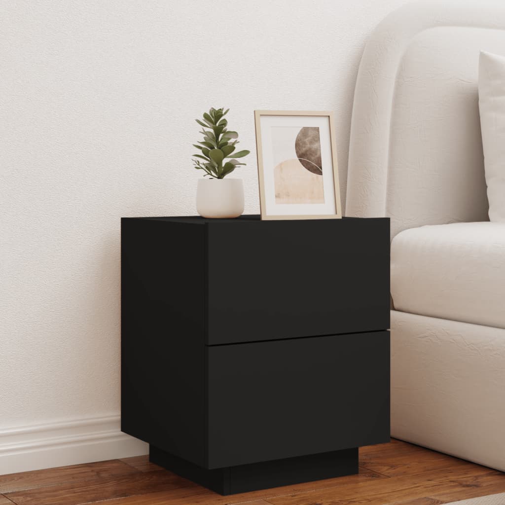 vidaXL Bedside Cabinet | Black | Engineered wood | Medium | Modern