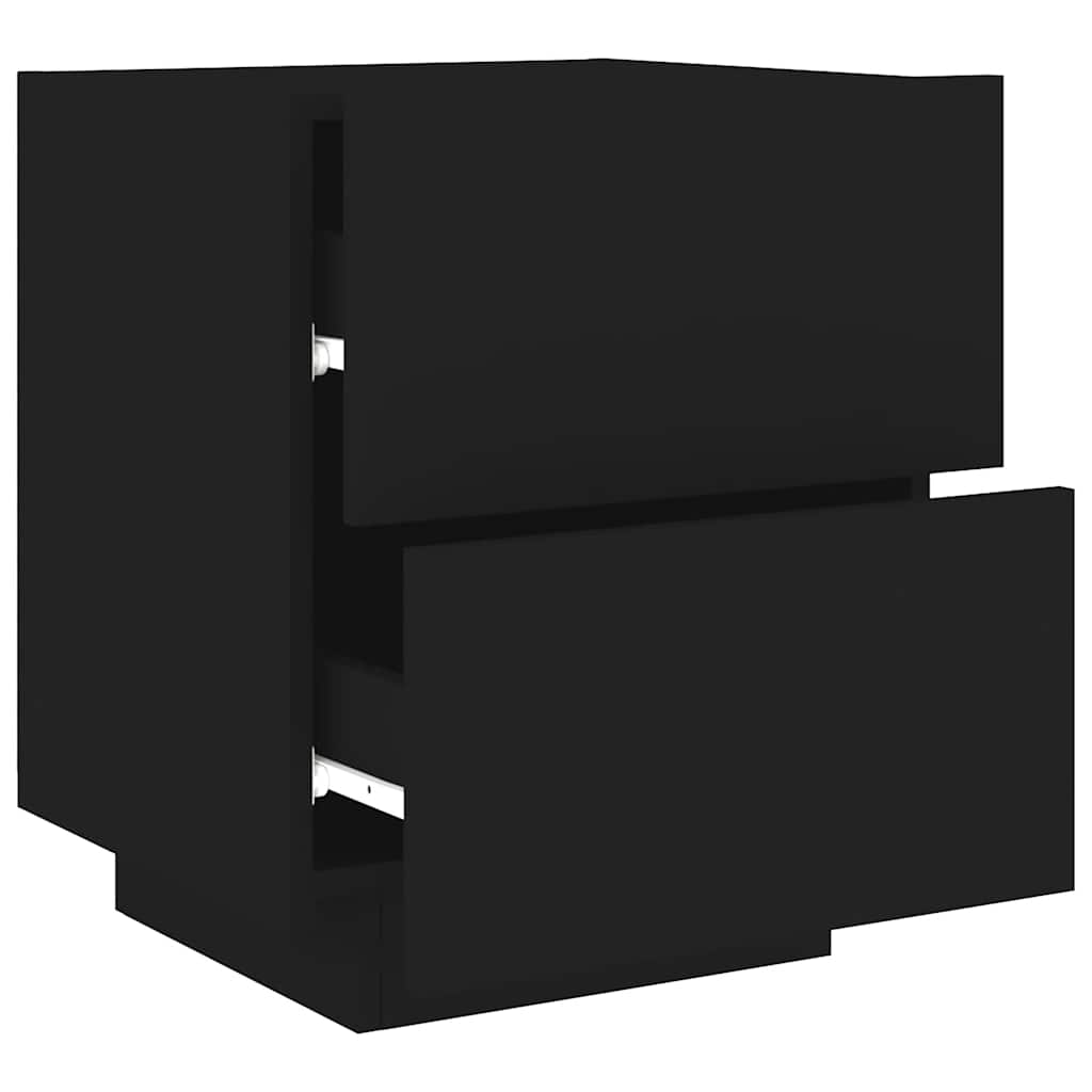 vidaXL Bedside Cabinet with LED Lights Black Engineered Wood