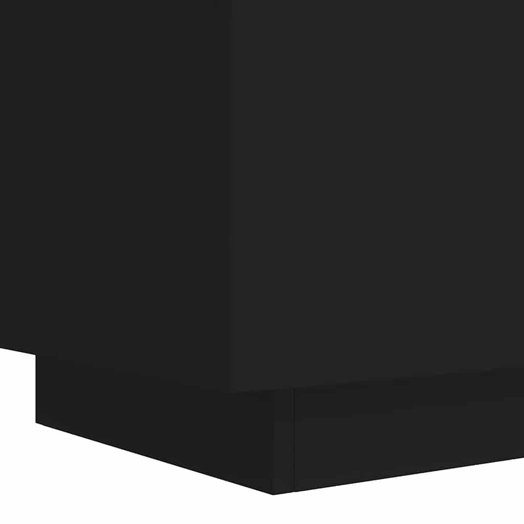 vidaXL Bedside Cabinet with LED Lights Black Engineered Wood