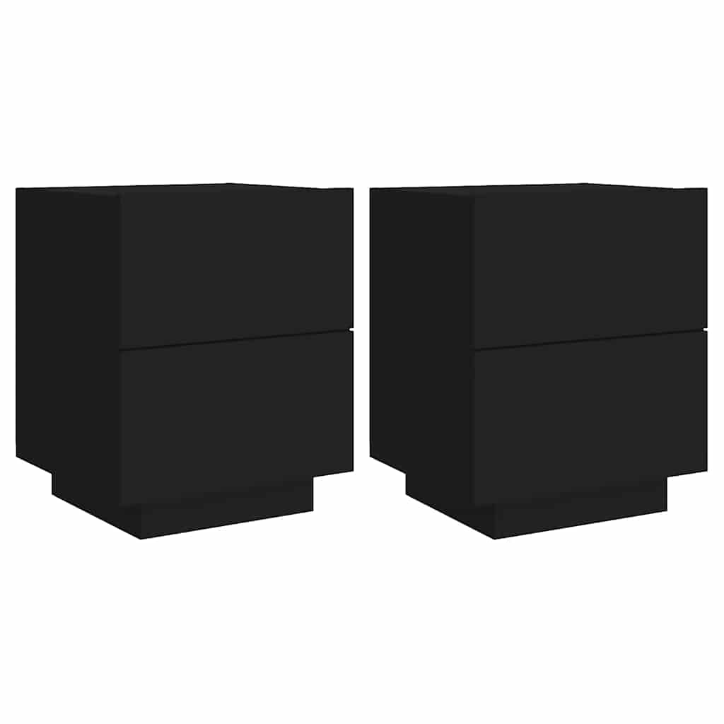 vidaXL Bedside Cabinet | Set of 2 | Black | Engineered wood | Standard