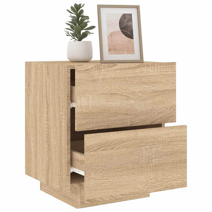 vidaXL Bedside Cabinet with LED Lights Sonoma Oak Engineered Wood