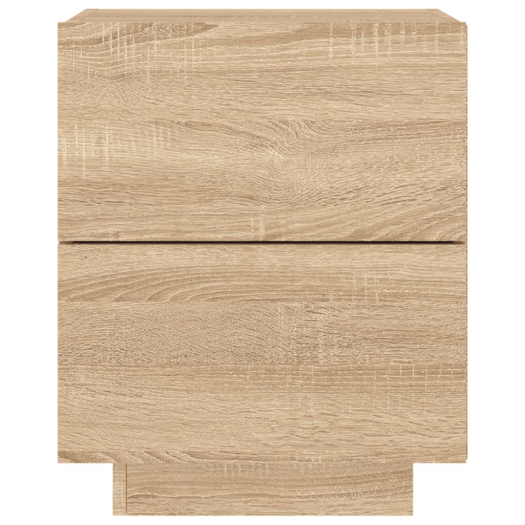 vidaXL Bedside Cabinet with LED Lights Sonoma Oak Engineered Wood