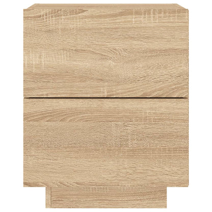 vidaXL Bedside Cabinet with LED Lights Sonoma Oak Engineered Wood