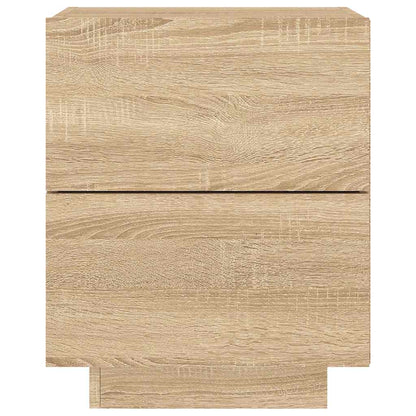 vidaXL Bedside Cabinet with LED Lights Sonoma Oak Engineered Wood