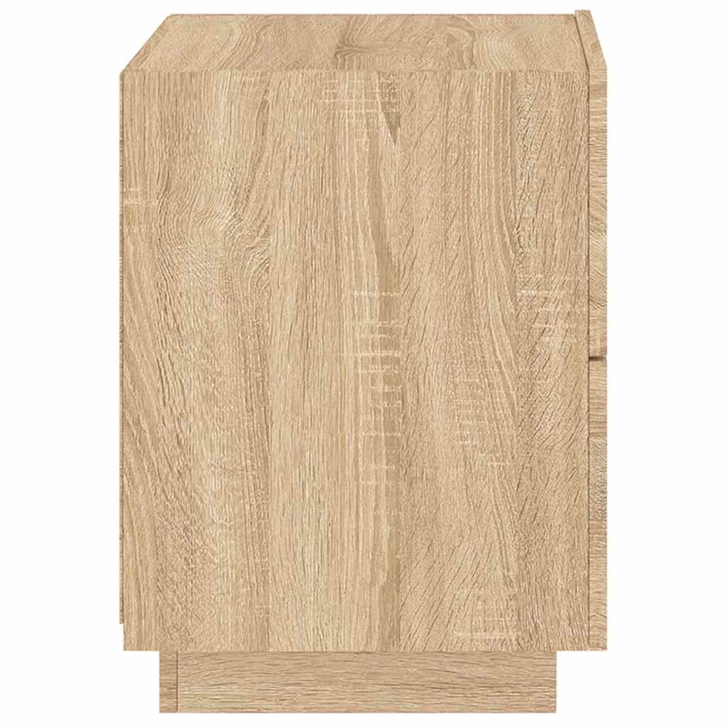 vidaXL Bedside Cabinet with LED Lights Sonoma Oak Engineered Wood