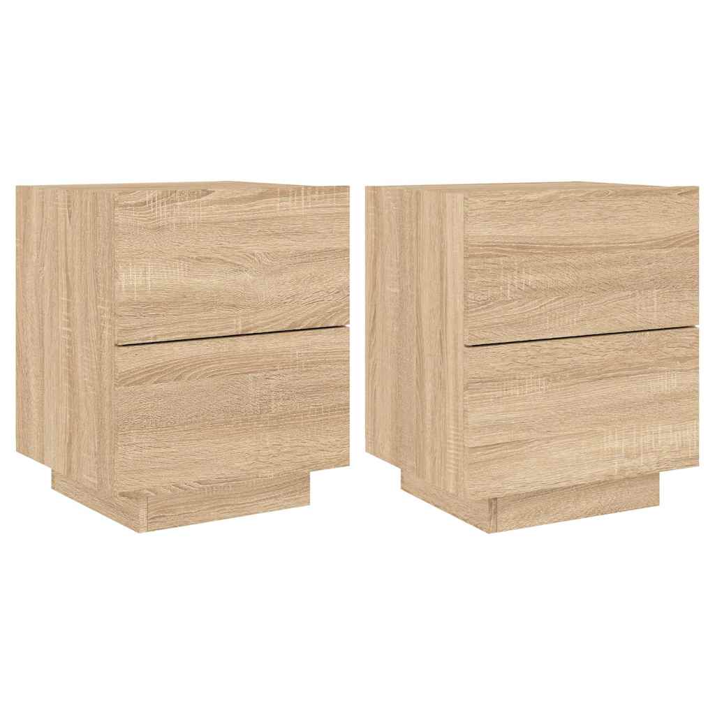 vidaXL Bedside Cabinets with LED Lights 2 pcs Sonoma Oak