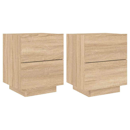 vidaXL Bedside Cabinets with LED Lights 2 pcs Sonoma Oak