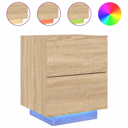 vidaXL Bedside Cabinets with LED Lights 2 pcs Sonoma Oak