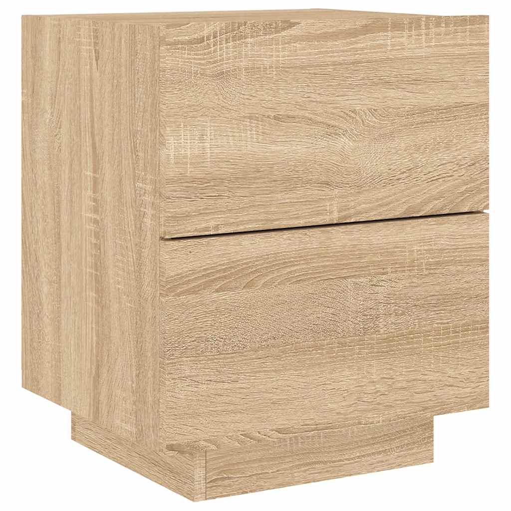 vidaXL Bedside Cabinets with LED Lights 2 pcs Sonoma Oak