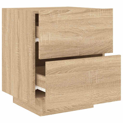 vidaXL Bedside Cabinets with LED Lights 2 pcs Sonoma Oak Engineered Wood