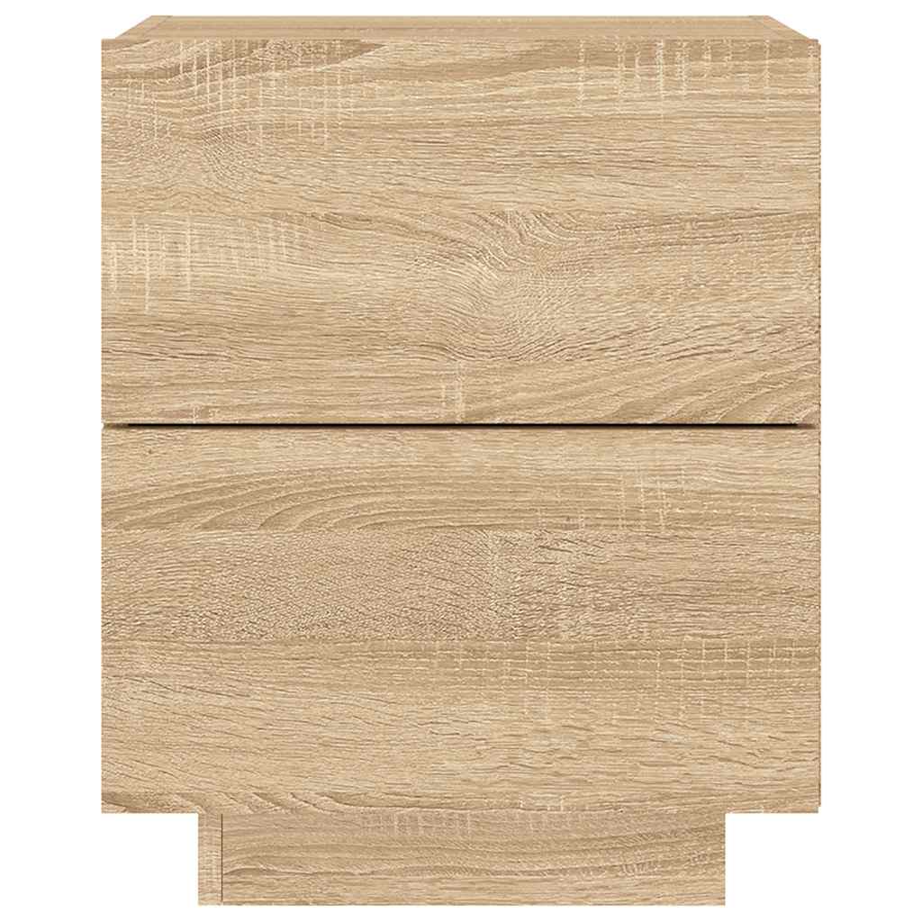 vidaXL Bedside Cabinets with LED Lights 2 pcs Sonoma Oak Engineered Wood