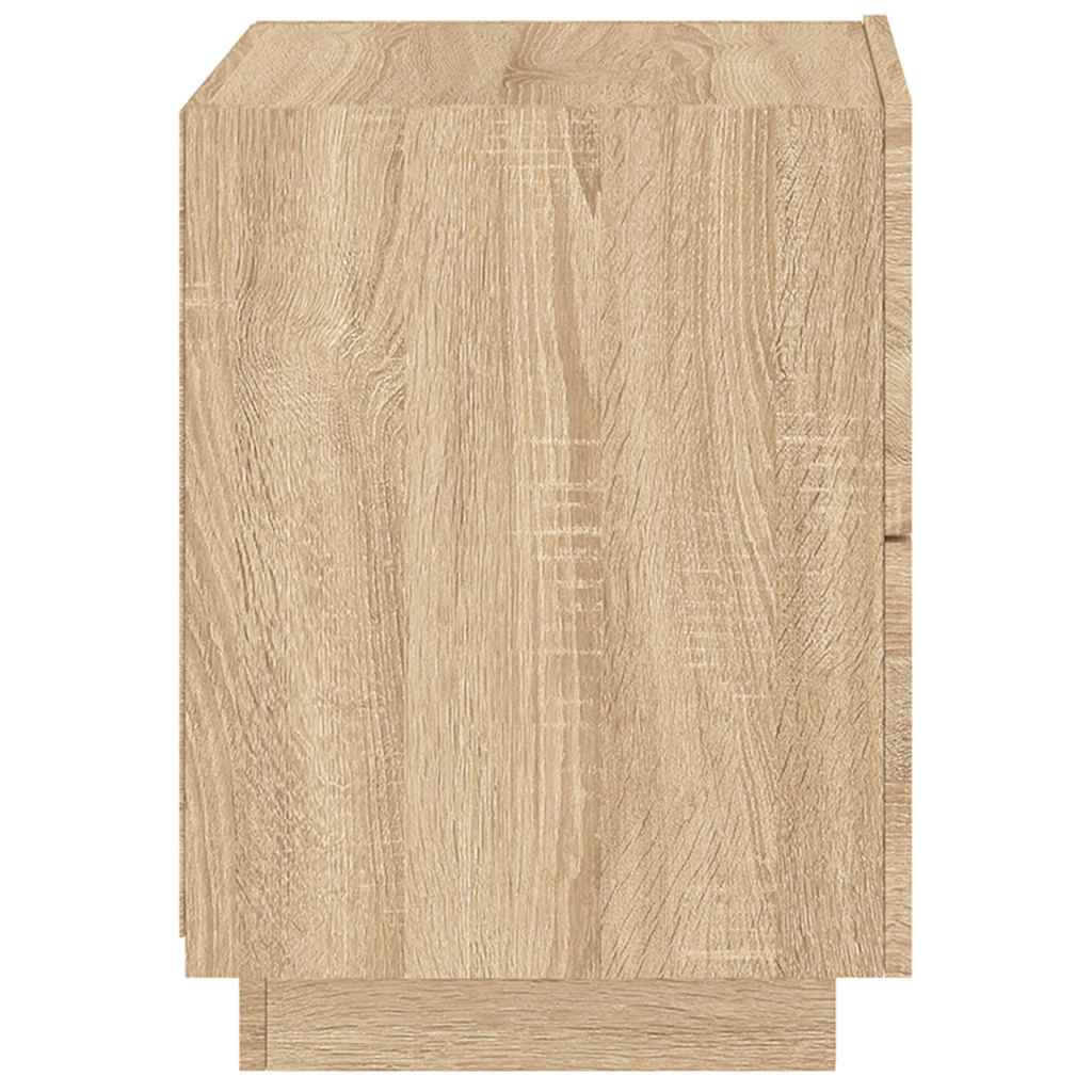 vidaXL Bedside Cabinets with LED Lights 2 pcs Sonoma Oak Engineered Wood