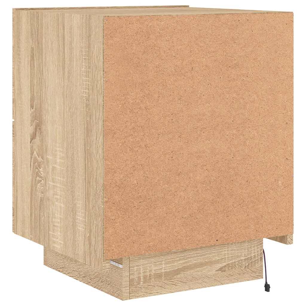 vidaXL Bedside Cabinets with LED Lights 2 pcs Sonoma Oak Engineered Wood