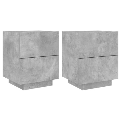 vidaXL Bedside Cabinets with LED Lights 2 pcs Concrete Grey Engineered Wood