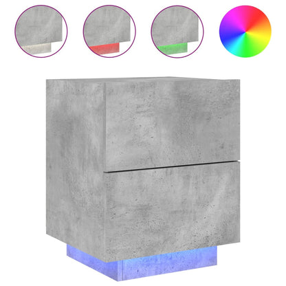 vidaXL Bedside Cabinets with LED Lights 2 pcs Concrete Grey Engineered Wood